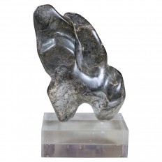 Petite lucite and stone sculpture 
